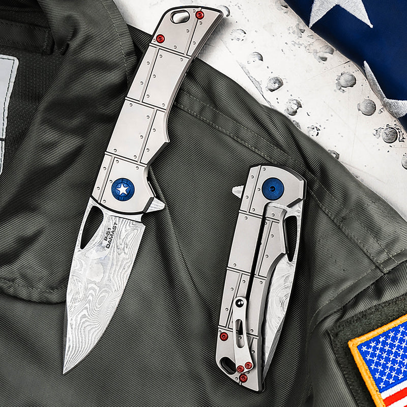 Laden Sie das Bild in Galerie -Viewer, Designer-Messer "P-51 Damast"