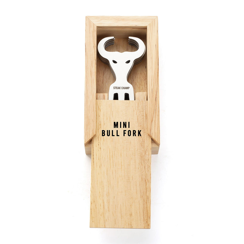 Laden Sie das Bild in Galerie -Viewer, Mini Bull-Fork Snacking Fork (10 Stk in Holzbox)