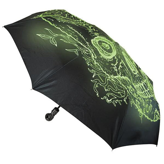 Regenschirm mit Totenkopfgriff und Leuchteffekt Artikelbild 4