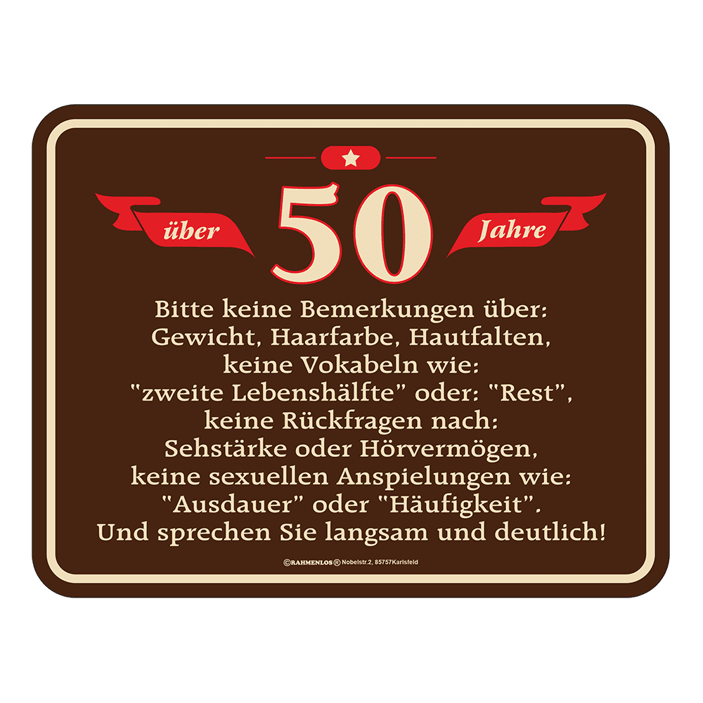 Blechschild "50. Geburtstag" DMAX Shop