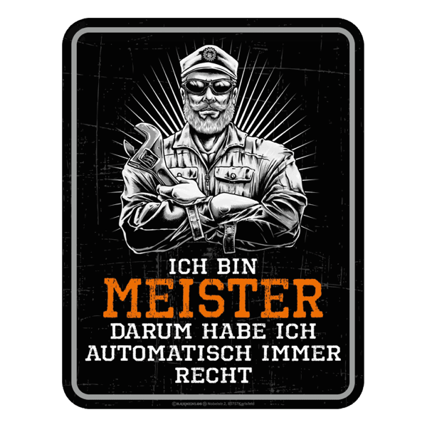 Laden Sie das Bild in Galerie -Viewer, Blechschild "Ich bin Meister" Artikelbild 2