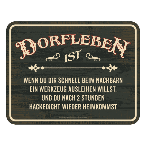 Laden Sie das Bild in Galerie -Viewer, Blechschild "Dorfleben" Artikelbild 2