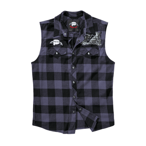 Laden Sie das Bild in Galerie -Viewer, Ozzy Osbourne Ärmelloses Checkshirt "Ozzy" Artikelbild 1