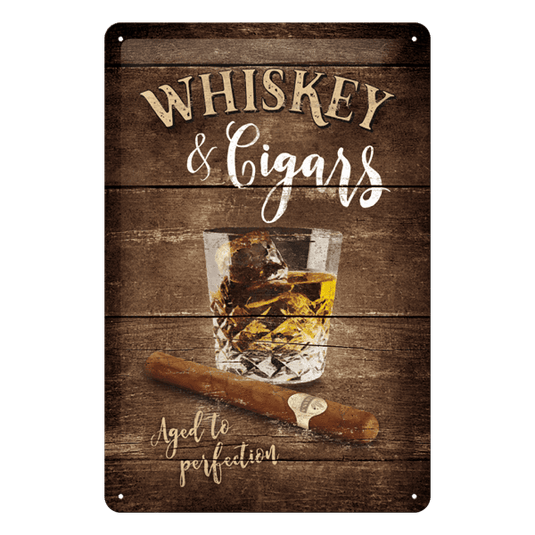 Blechschild "Whiskey & Cigars - Aged to perfection" Artikelbild 1