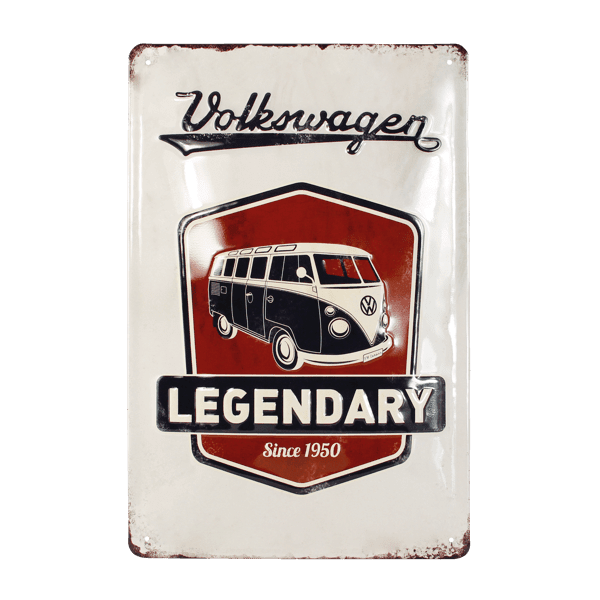 Laden Sie das Bild in Galerie -Viewer, Blechschild "VW Bulli - Legendary" Artikelbild 1