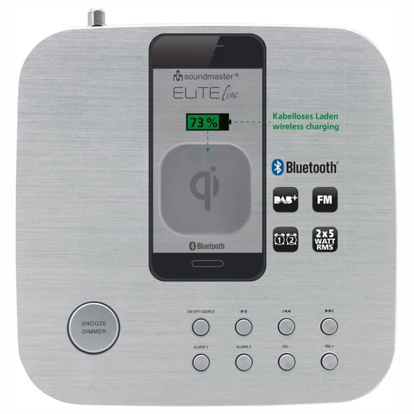 Laden Sie das Bild in Galerie -Viewer, DAB+/UKW Radiowecker mit QI Ladestation für Smartphones Artikelbild 3