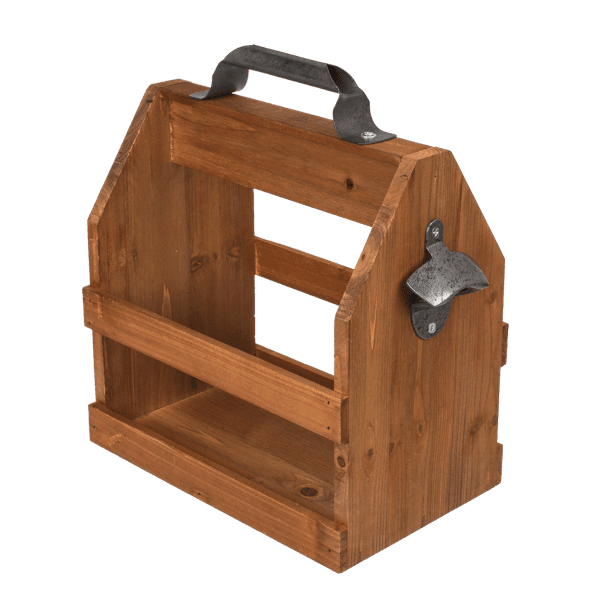 Laden Sie das Bild in Galerie -Viewer, Holz-Flaschenträger mit Flaschenöffner Artikelbild 1