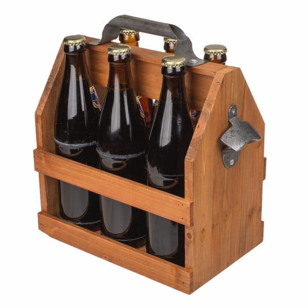Laden Sie das Bild in Galerie -Viewer, Holz-Flaschenträger mit Flaschenöffner Artikelbild 2