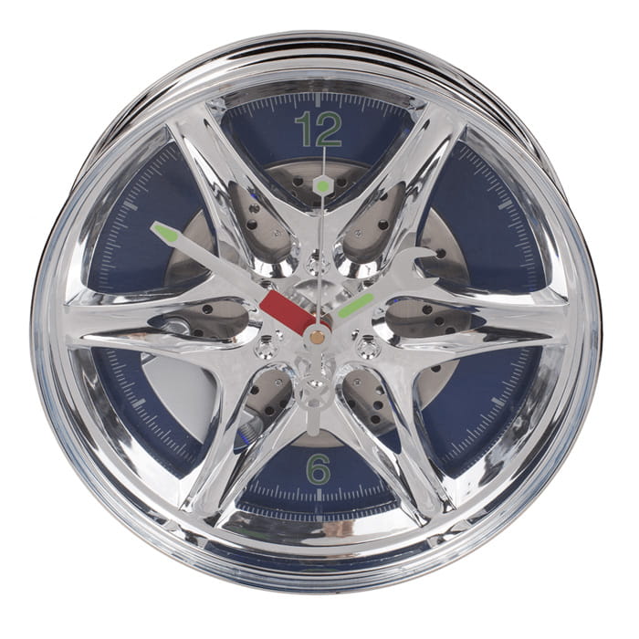 Laden Sie das Bild in Galerie -Viewer, Wanduhr "Felge" mit blauer LED Beleuchtung Artikelbild 4