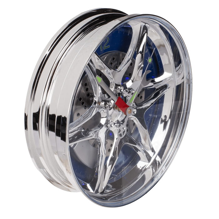 Laden Sie das Bild in Galerie -Viewer, Wanduhr "Felge" mit blauer LED Beleuchtung Artikelbild 2