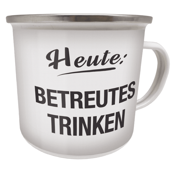 Laden Sie das Bild in Galerie -Viewer, Emaille-Becher "Betreutes Trinken" Artikelbild 1