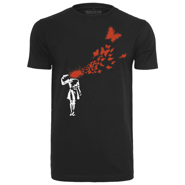 Laden Sie das Bild in Galerie -Viewer, Banksy T-Shirt "Graffiti Butterfly" Artikelbild 1