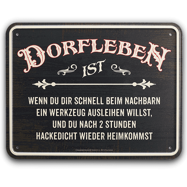 Laden Sie das Bild in Galerie -Viewer, Blechschild "Dorfleben" Artikelbild 1