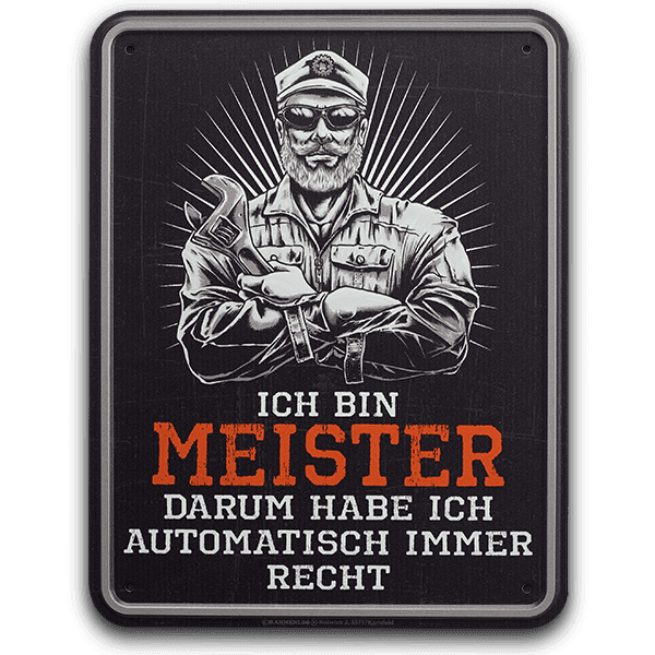 Laden Sie das Bild in Galerie -Viewer, Blechschild "Ich bin Meister" Artikelbild 1