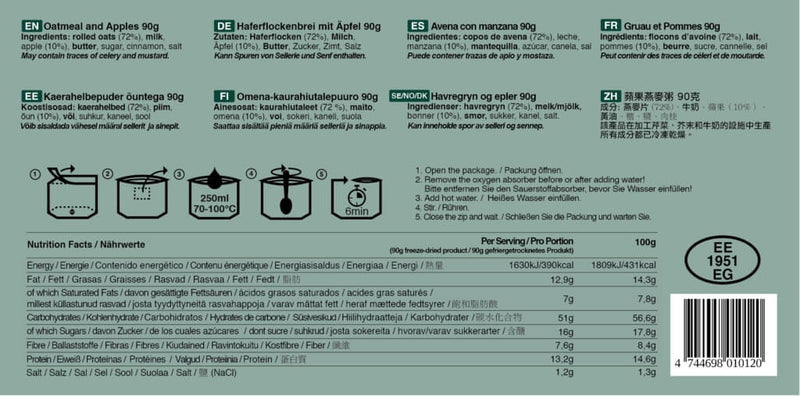 Laden Sie das Bild in Galerie -Viewer, Tactical Foodpack &quot;Haferbrei mit Äpfel&quot; Artikelbild 2
