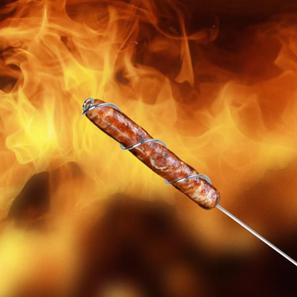 Laden Sie das Bild in Galerie -Viewer, Grillwurst-Halter mit Holzgriff Artikelbild 1
