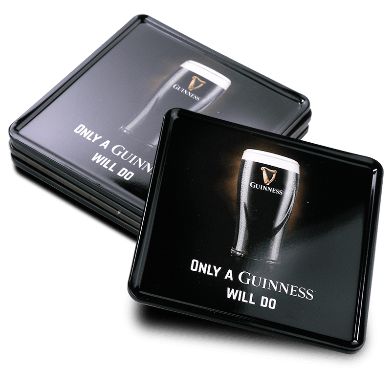 Laden Sie das Bild in Galerie -Viewer, Guinness 5er Set Blechuntersetzer "Only a Guinness will do" Artikelbild 1