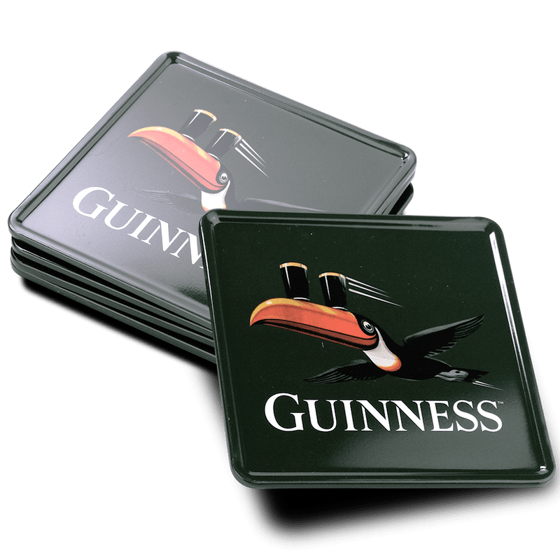 Laden Sie das Bild in Galerie -Viewer, Guinness 5er Set Blechuntersetzer "Tukan" Artikelbild 1