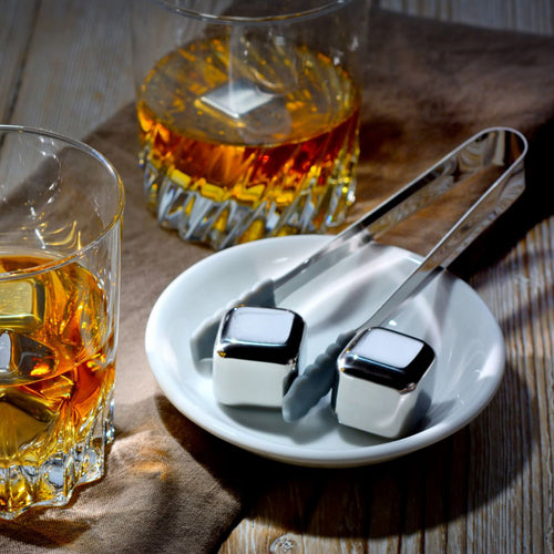 Geschenkset Whisky-Kühlsteine aus Edelstahl