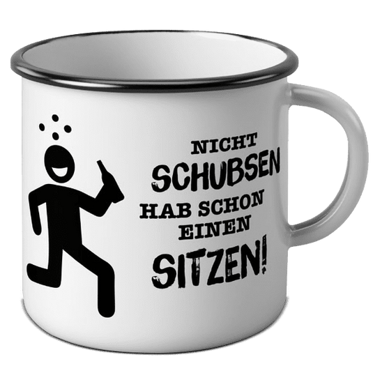 Emaille-Becher "Nicht schubsen" Artikelbild 1