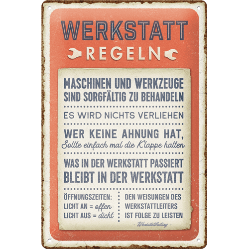 Blechschild "Werkstattregeln" Artikelbild 1