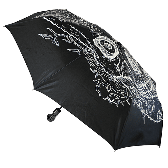 Regenschirm mit Totenkopfgriff und Leuchteffekt Artikelbild 1