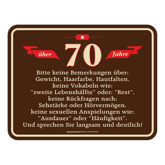 Blechschild "70. Geburtstag" Artikelbild 1