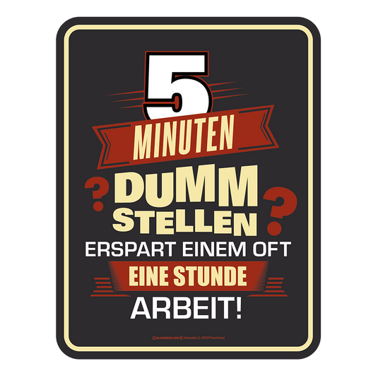 Blechschild "5 Minuten dumm Stellen" Artikelbild 1