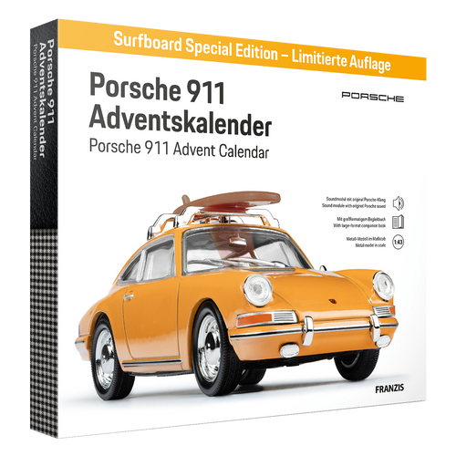 Porsche 911 Adventskalender mit Surfboard