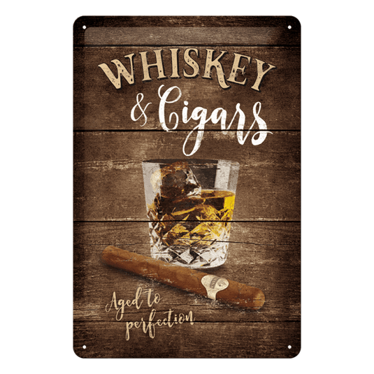 Blechschild "Whiskey & Cigars - Aged to perfection" Artikelbild 1