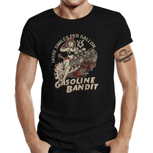 T-Shirt "More smiles per gallon" von Gasoline Bandit Artikelbild 1