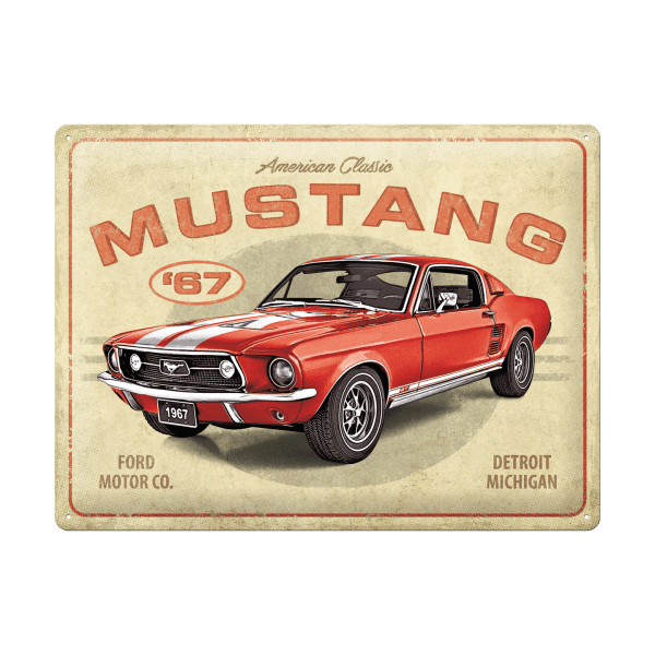 Laden Sie das Bild in Galerie -Viewer, Blechschild &quot;1967er Ford Mustang GT&quot; Artikelbild 1

