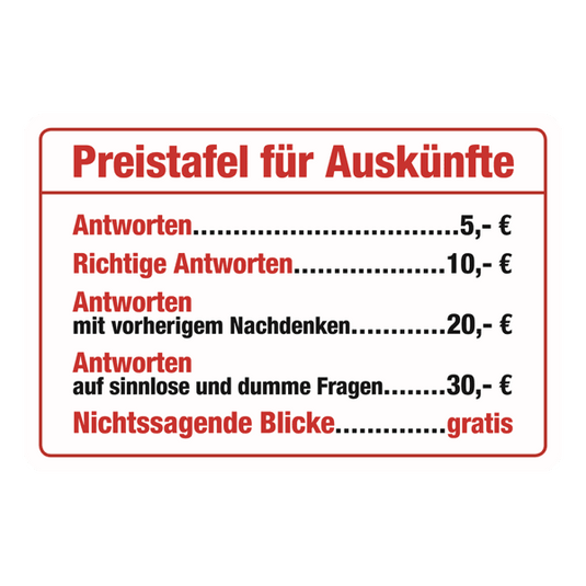 Blechschild "Preistafel für Auskünfte" Artikelbild 2