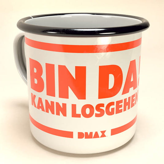 DMAX Emaille-Becher "Bin da – kann losgehen" Artikelbild 1