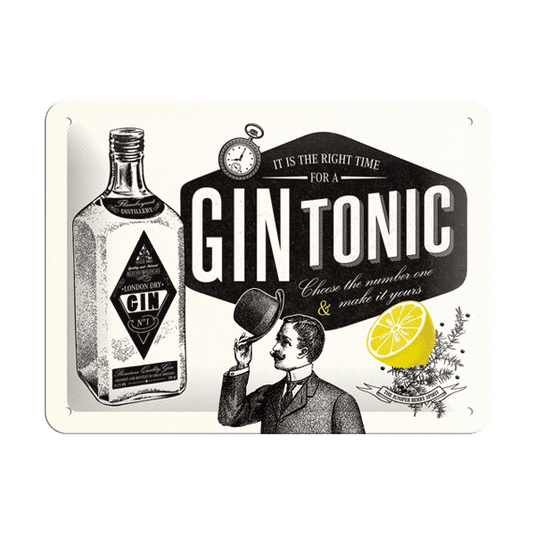 Blechschild "It is the right time for a Gin Tonic" (15 x 20 cm) Artikelbild 1
