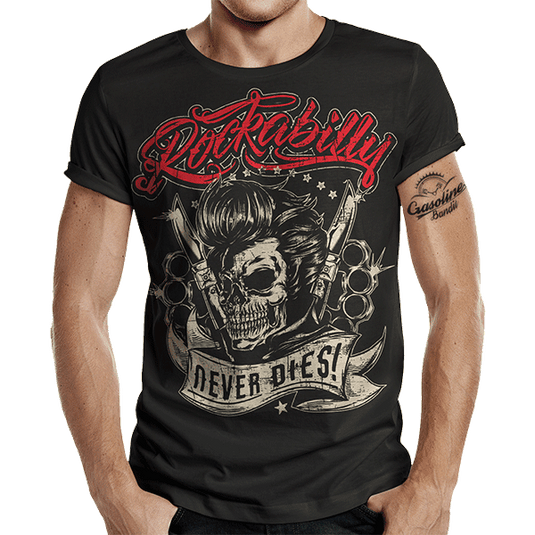 T-Shirt "Rockabilly never dies" von Gasoline Bandit Artikelbild 1