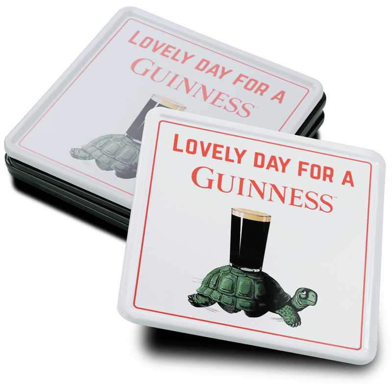 Laden Sie das Bild in Galerie -Viewer, Guinness 5er Set Blechuntersetzer &quot;Schildkröte&quot; Artikelbild 1

